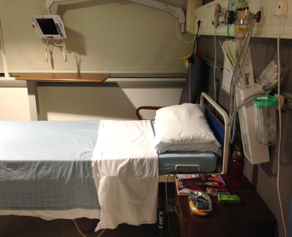 My hospital bed in private room