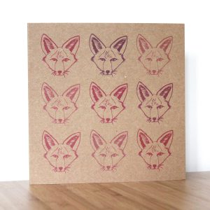 Greetings Card pink fox 3x3 Isabell Schulz