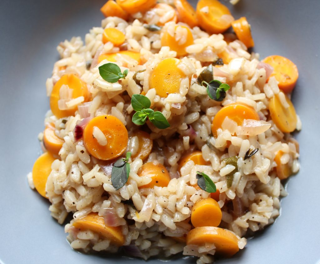 carrot risotto herbs plant-based