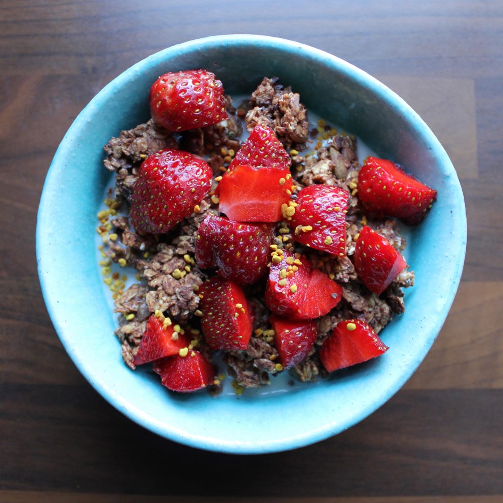 plant-based breakfast granola strawberries