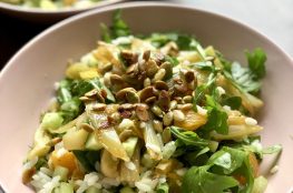 Summery Orange, Rucola and Rice Salad with Caramelised Fennel